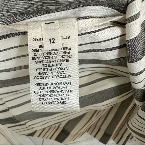 Rebecca Taylor Womens Cotton Square Neck Peplum Top Size 12 Stripe pattern - Picture 8 of 8